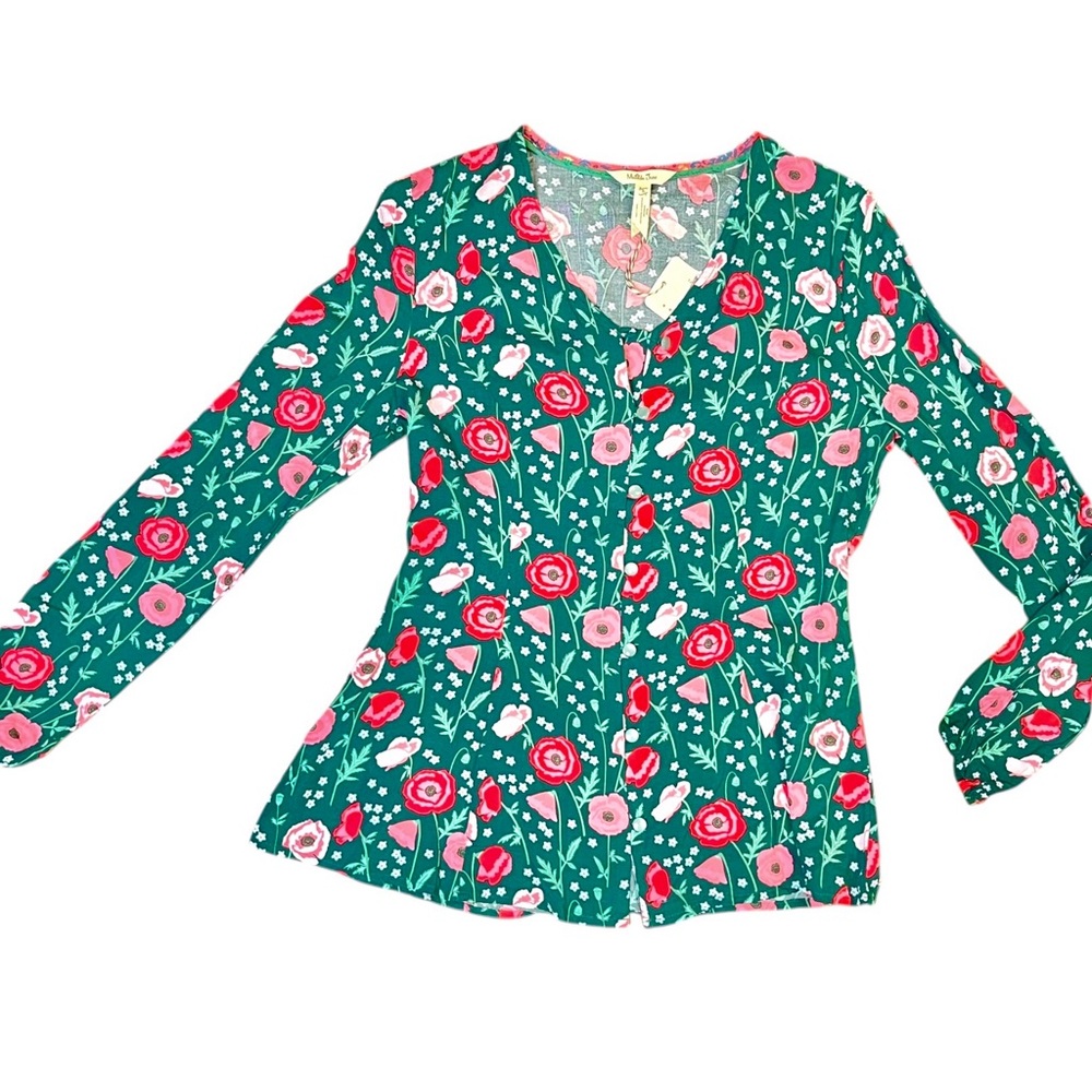 NWT Matilda Jane Peony Teal Green Floral Top Blouse Button Up BRAND NEW